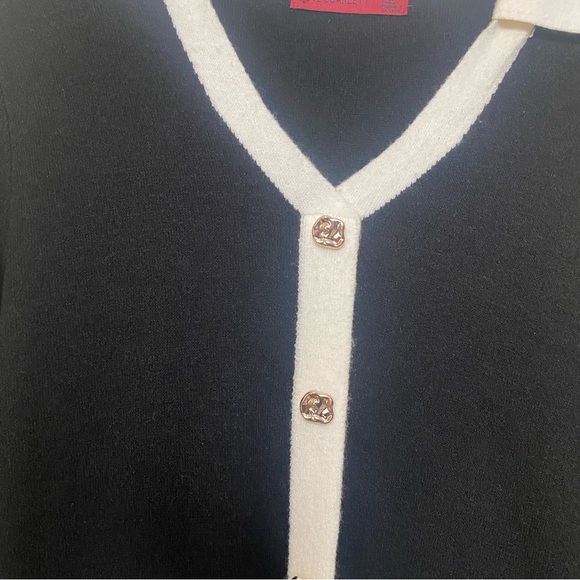 NWOT  Love Scarlett Black & Gold Tone Buttons down front sweater Dress Sz L/G - Picture 4 of 14